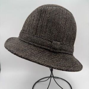 Pendleton Wool Hat Brown Tweed Herringbone Bucket Style Made in USA Size Small